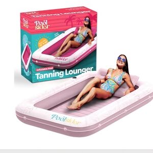 Pool Sider Inflatable Tanning Lounger - Pink and White